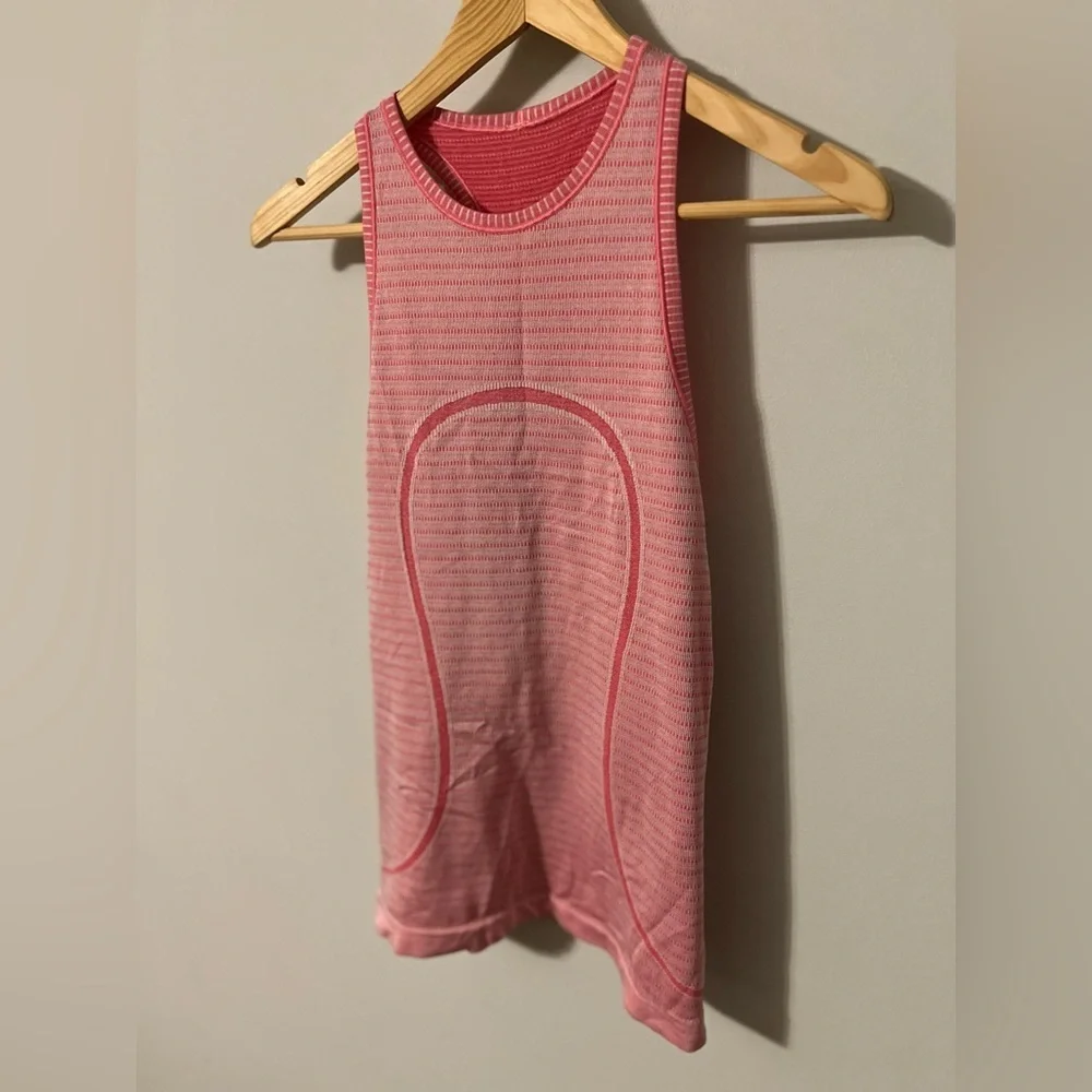 Lululemon Run Swiftly Tech Tank Stitch Stripe White Heathered Boom Juice Size 4